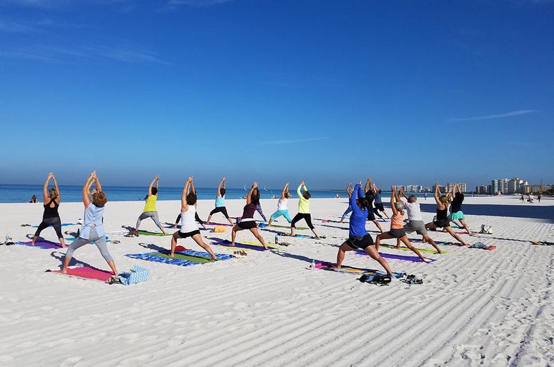 Beach yoga at south beach
