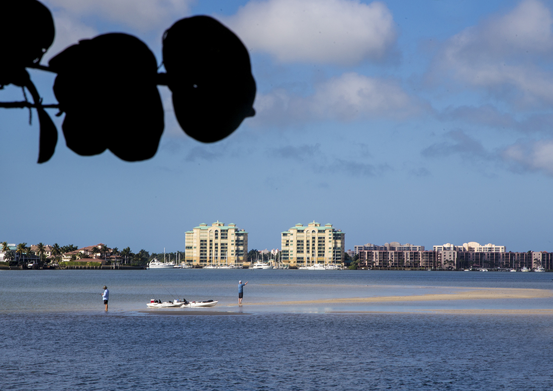 Fly fishing at low tide in the Big Marco River